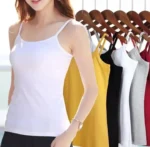 3 Pieces Multicolor Combo Ladies Comfortable Cotton Tank Tops - Image 2