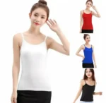 3 Pieces Multicolor Combo Ladies Comfortable Cotton Tank Tops - Image 4