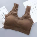 Imported Soft Comfortable Lace Padded Seamless Lingerie Wireless Fitness Top Bra for Women - Image 14