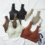 Imported Soft Comfortable Lace Padded Seamless Lingerie Wireless Fitness Top Bra for Women - Image 17