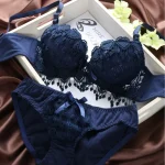 Women Push Up Bra And Panty Set Girl Floral Lace Underwear Set Underwire Brassiere - Image 5