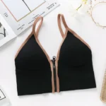 Imported New style padded comfortable bra deep V one piece zipper vest sports base beautiful back outer wear women's underwear seamless versatile girls tube top bra - Image 4