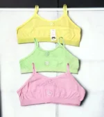 3 Pieces comfortable cotton Solid Semis Bra Slim Strap Genji for Women and Girls - Image 2