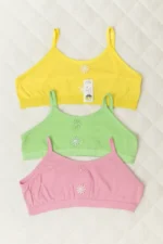 3 Pieces comfortable cotton Solid Semis Bra Slim Strap Genji for Women and Girls