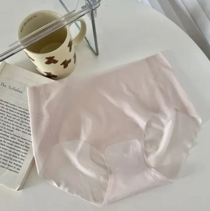 Pink Imported Breathable Briefs Solid color mid waist Ice silk transparent stylish panty comfortable long time useable panty invisible antibacterial underwear for women - One Piece - Image 1