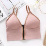Imported New style padded comfortable bra deep V one piece zipper vest sports base beautiful back outer wear women's underwear seamless versatile girls tube top bra - Image 12