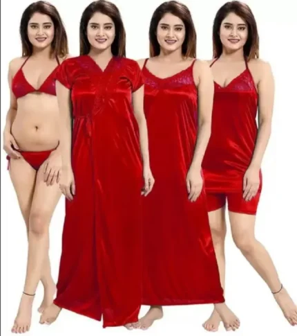 6 Part (Nighty) - and Comfortable silk Night Dress for women